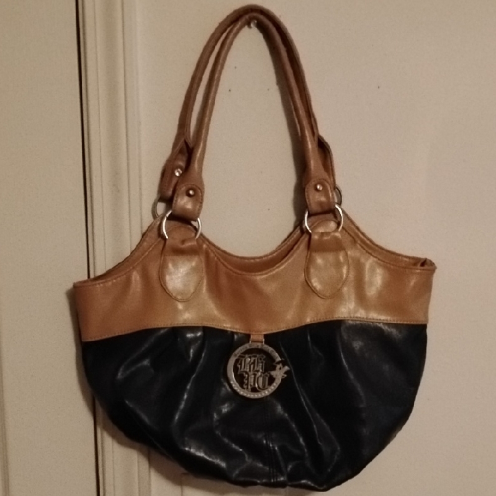 Two-Tone Tan and Black Handbag